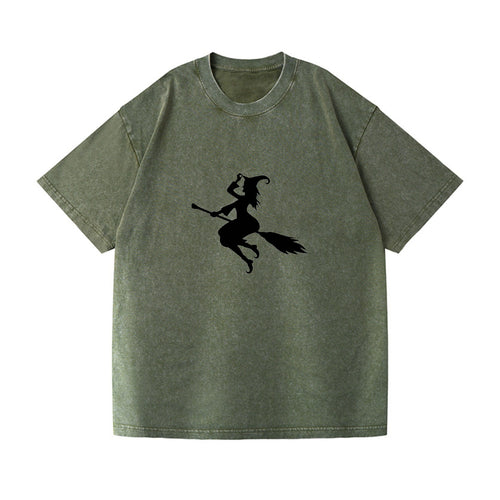 Enchanting Witch On Broom Hat (limited Edition) Vintage T-shirt