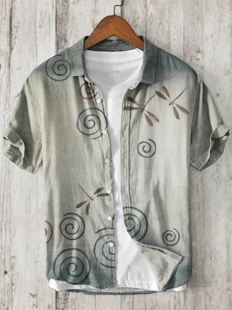 Dragonflies & Ripples Japanese Art Linen Blend Shirt