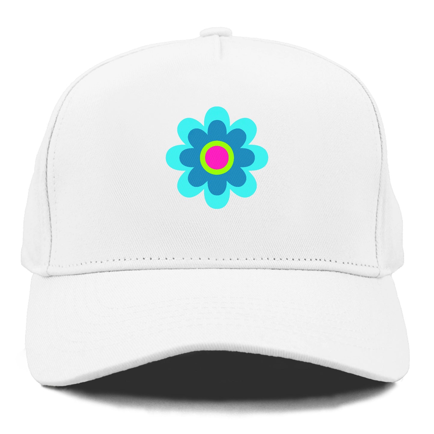 Retro 80s Flower Blue Hat