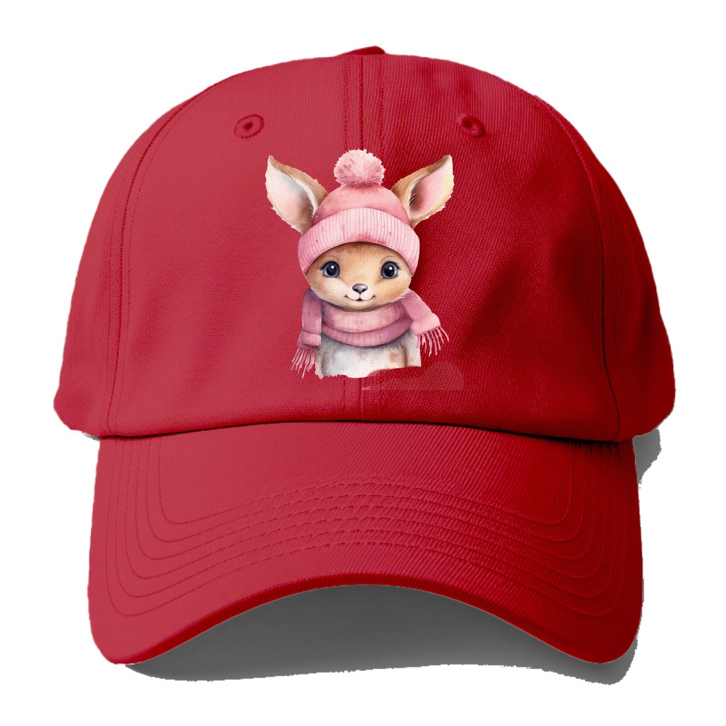 baby deer wearing pink beanie Hat