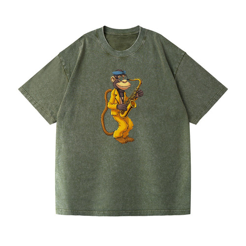 Monkey Playing Saxophone Vintage T-shirt