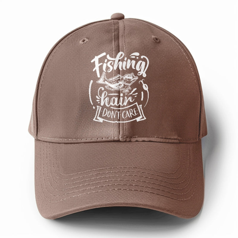 Fishing Hair Don't Care Solid Color Baseball Cap Brown