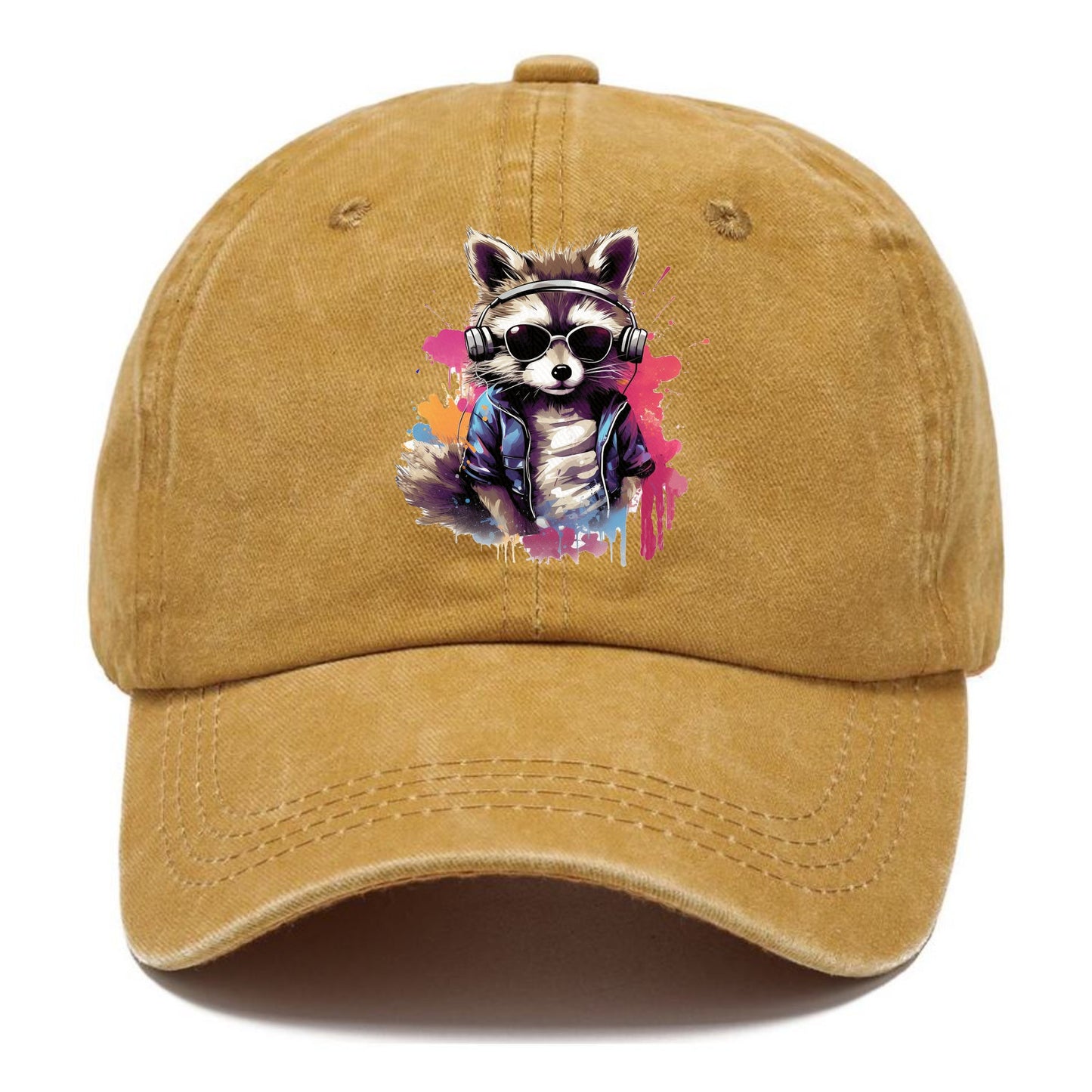 raccoon with headphones Hat