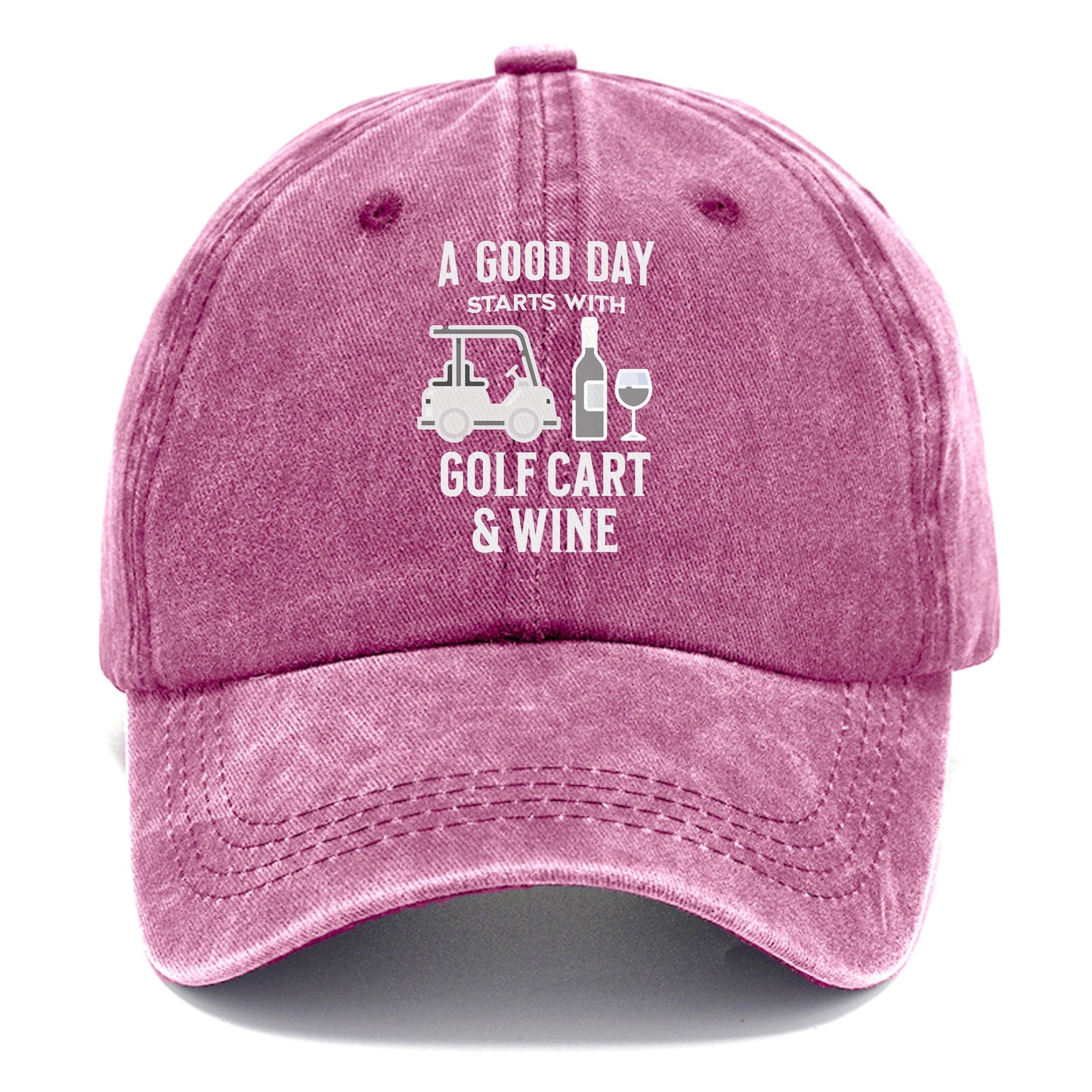 a good day starts with golf cart & wine Hat