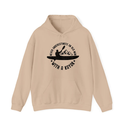 Never Underestimate An Old Man With A Kayak Vintage Hooded Sweatshirt
