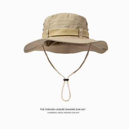 Western Cowboy Hat - Drawstring Fishing Hat with Wide Brim for Summer Sun Protection, Outdoor Fishing, and Hiking