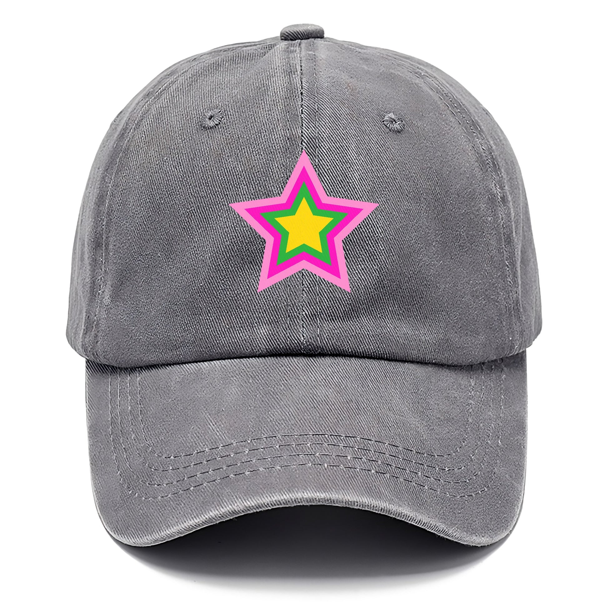 Retro 80s Star Rainbow Pink Hat