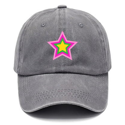 Retro 80s Star Rainbow Pink Hat