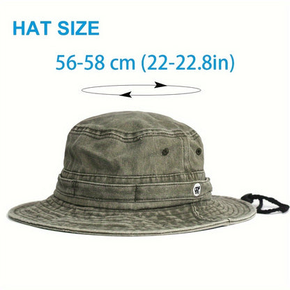 Pandaize Spring Summer Washed Cotton Bucket Hat for Men and Women - Panama Hat Fishing Hunting Cap for Outdoor Sun Protection