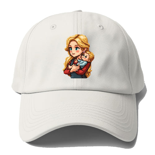 Pixelated Love Mother And Child Baseball Cap For Big Heads