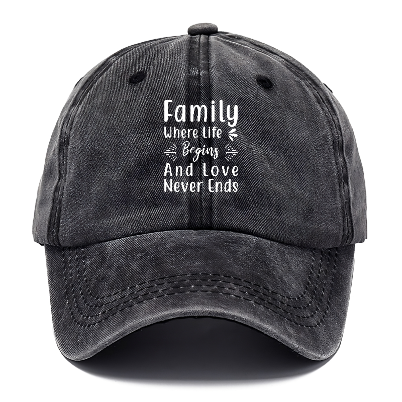 Family where life begins and love never ends Hat