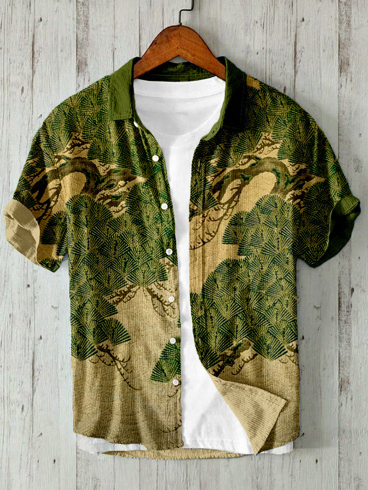 'Japanese Pine Linen Art Short Sleeve Shirt'