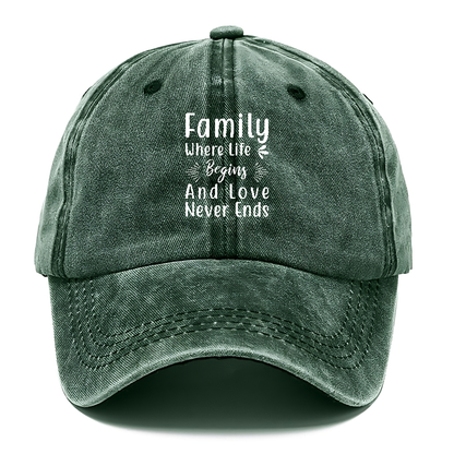 Family where life begins and love never ends Hat