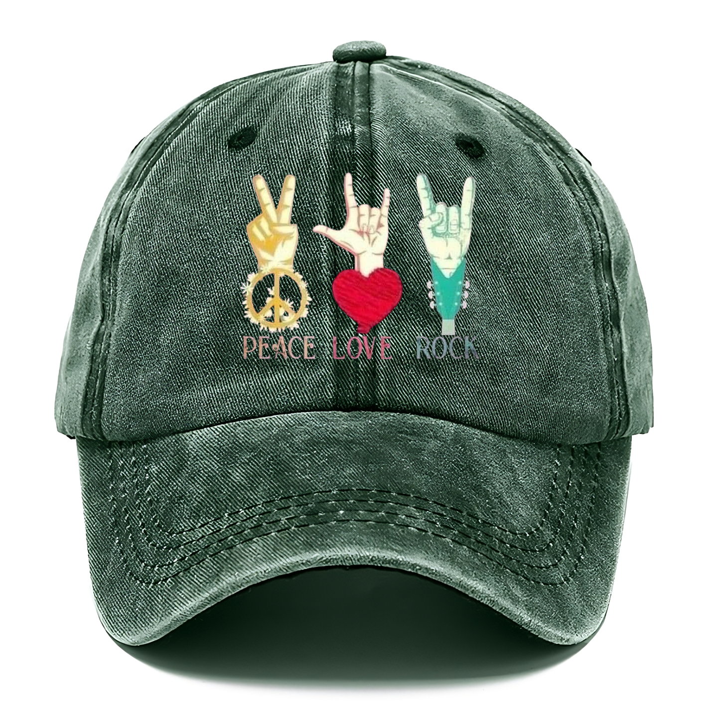 Peace, Love, and Rock 'n' Roll Horns Classic Cap