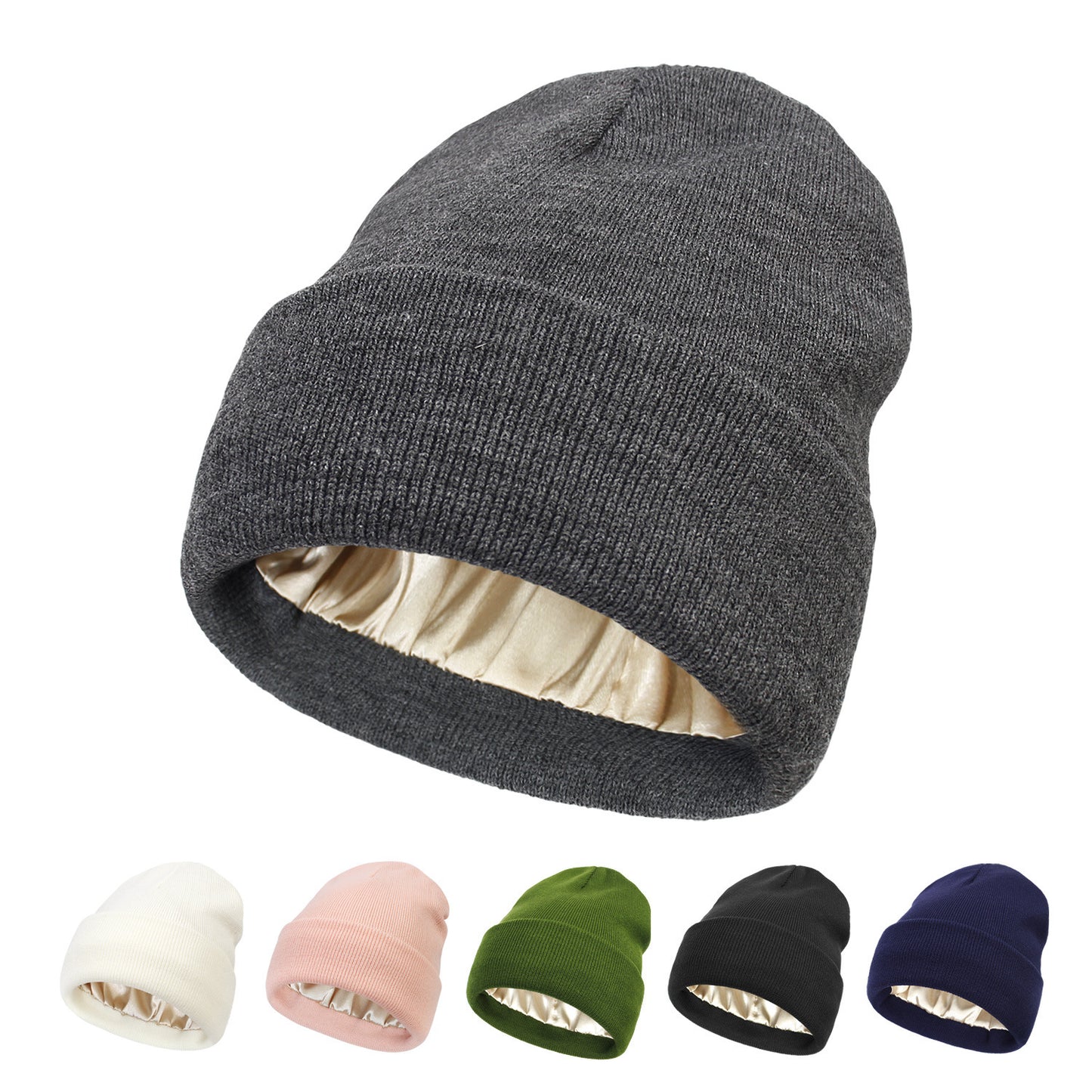 Pandaize Premium Dual-Layer Knit Hat with Satin Lining for Warmth