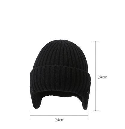 Gorro de punto ajustable para invierno con protección para los oídos y forro polar