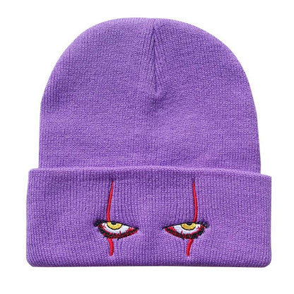 Pandaize Fashionable Ear Protection Windproof Knit Beanie Hat With Terrifying Clown Eyes for Men and Women Bucket Hat