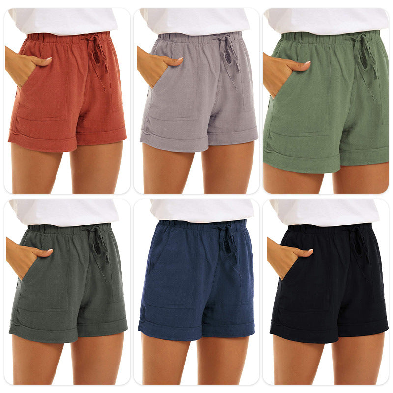 Women Athletic Shorts Ladies Summer Lounge Short Pants Trousers Solid Color Dating Wear