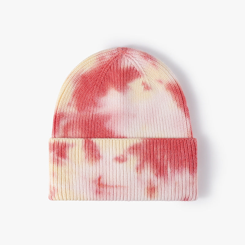 Pandaize Trendy Personalized Tie-Dye Beanie: Fashionable Outdoor Warmth Ear Protection Knitted Hat