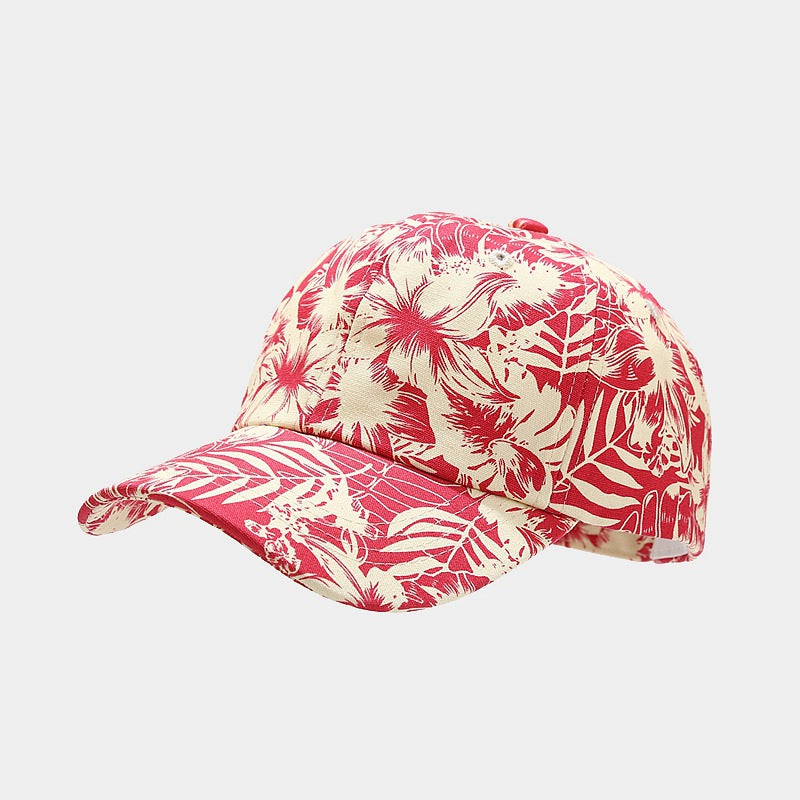 Pandaize Tropical Breeze Print Leaf Brim Baseball Cap - Breathable, Outdoor Sun Protection