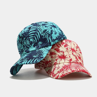 Pandaize Tropical Breeze Print Leaf Brim Baseball Cap - Breathable, Outdoor Sun Protection