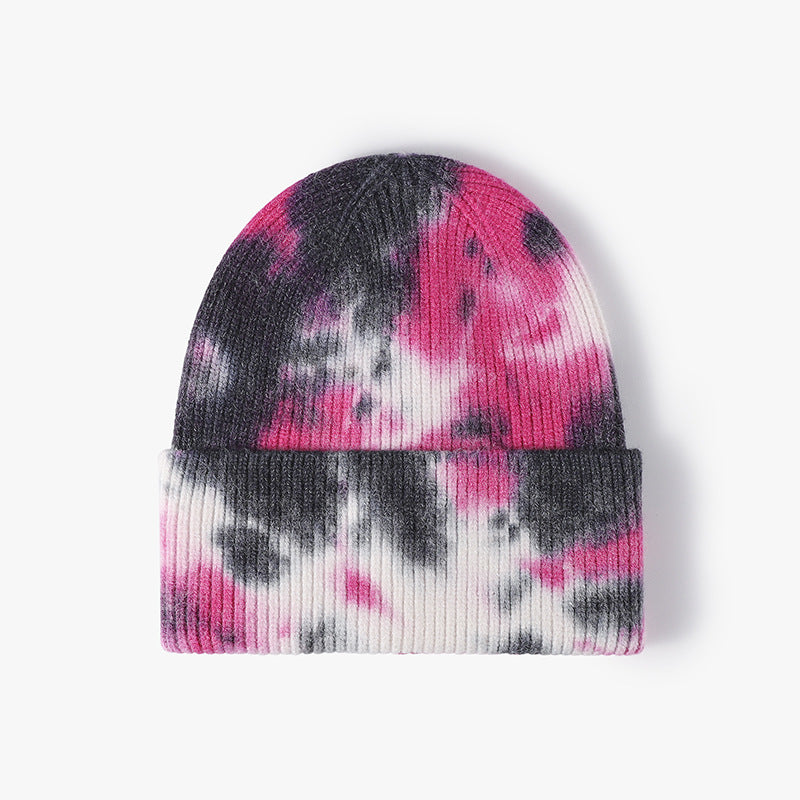 Pandaize Trendy Personalized Tie-Dye Beanie: Fashionable Outdoor Warmth Ear Protection Knitted Hat
