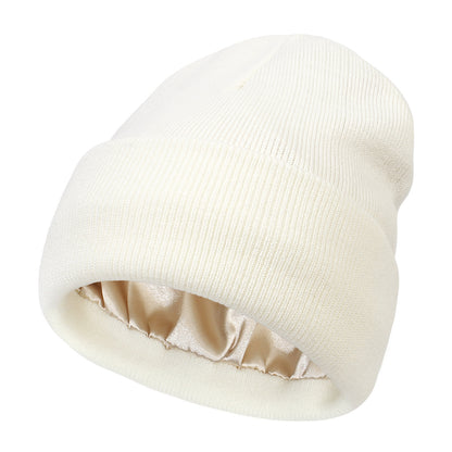 Gorro de punto Pandaize Premium de doble capa con forro de satén para mayor calidez