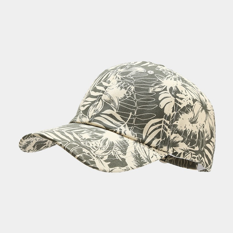 Pandaize Gorra de béisbol con ala de hoja con estampado de brisa tropical, transpirable, protección solar al aire libre 