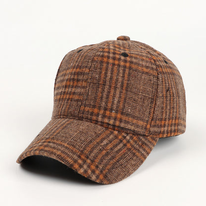 Pandaize Stylish Winter Baseball Cap with Checkered Wool, Featuring a New Trendy Design and Velcro Closure