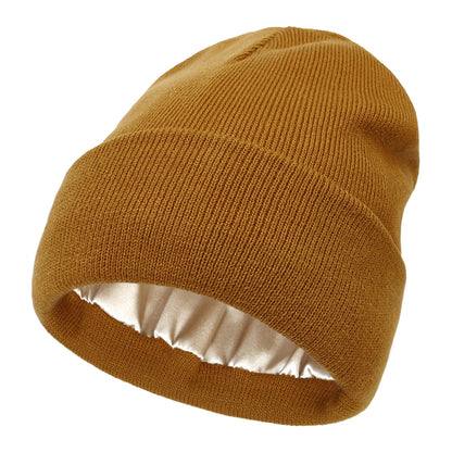 Gorro de punto Pandaize Premium de doble capa con forro de satén para mayor calidez