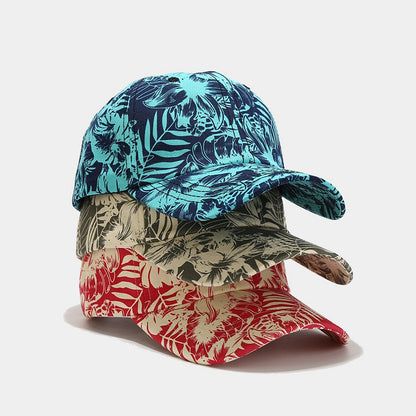 Pandaize Tropical Breeze Print Leaf Brim Baseball Cap - Breathable, Outdoor Sun Protection