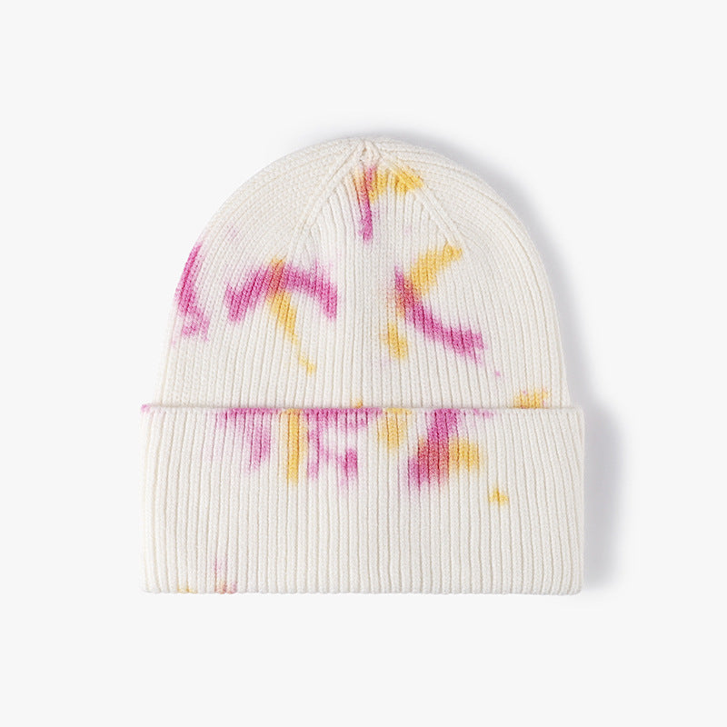 Pandaize Trendy Personalized Tie-Dye Beanie: Fashionable Outdoor Warmth Ear Protection Knitted Hat