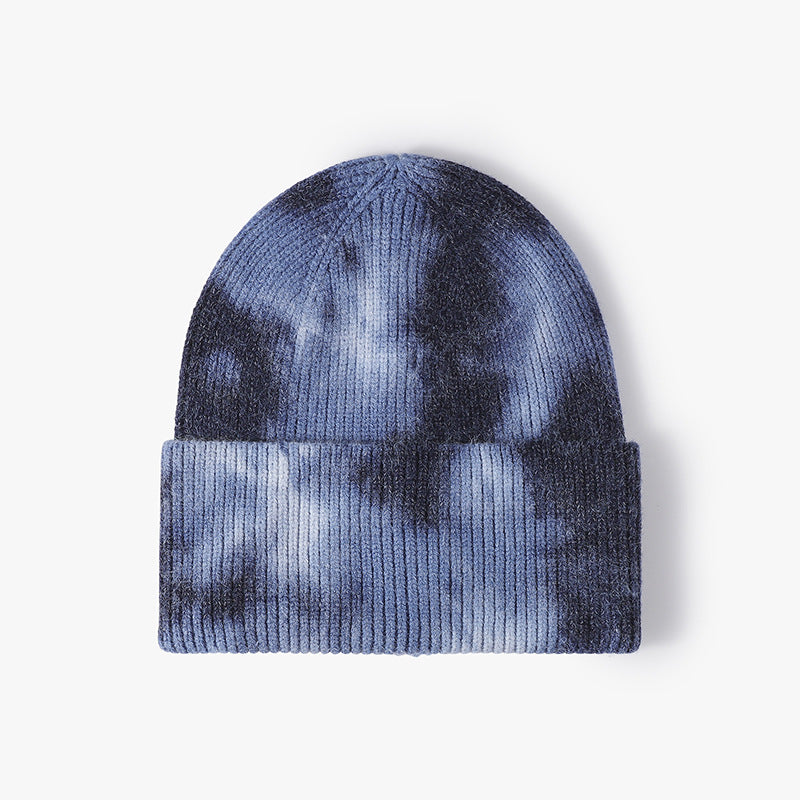 Pandaize Trendy Personalized Tie-Dye Beanie: Fashionable Outdoor Warmth Ear Protection Knitted Hat