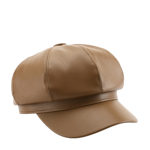 Pandaize Classic Beret: Octagonal Solid Color Leather Painter's Hat for Stylish Outdoor Warmth