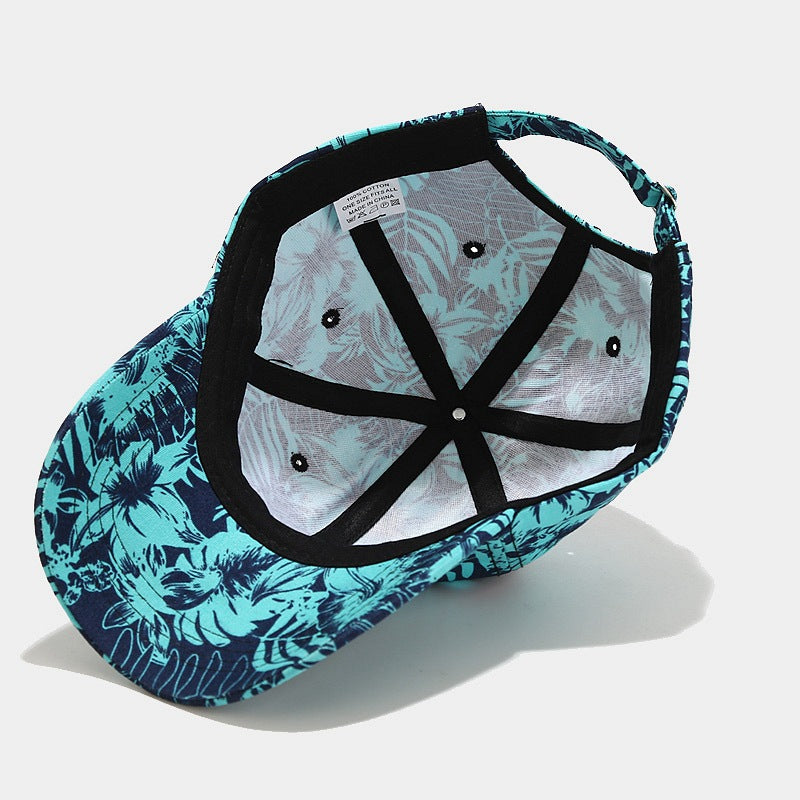 Pandaize Tropical Breeze Print Leaf Brim Baseball Cap - Breathable, Outdoor Sun Protection