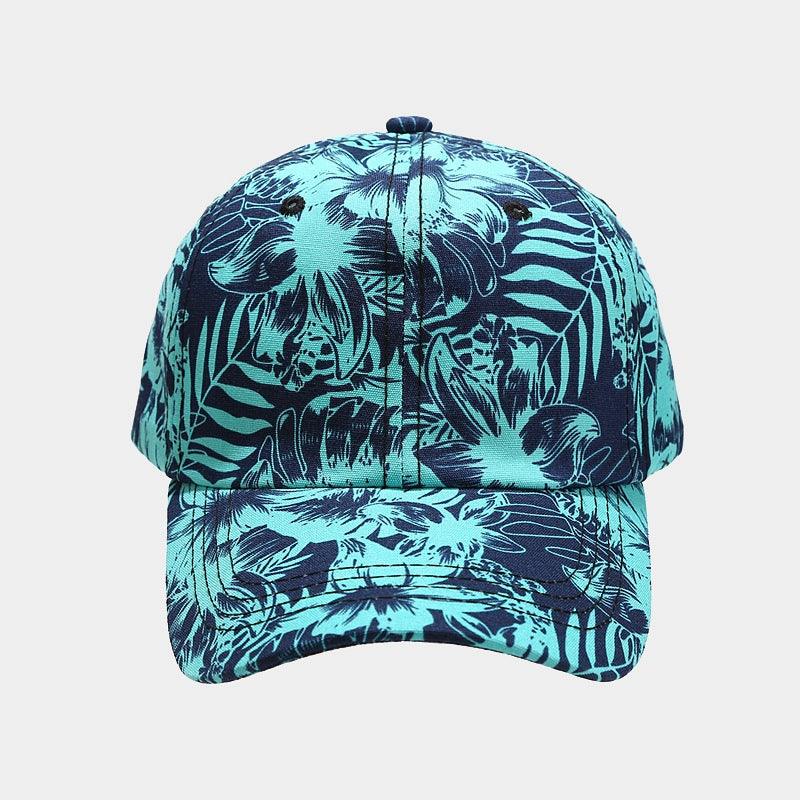 Pandaize Gorra de béisbol con ala de hoja con estampado de brisa tropical, transpirable, protección solar al aire libre 