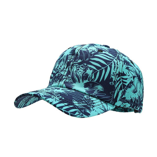 Pandaize Tropical Breeze Print Leaf Brim Baseball Cap - Breathable, Outdoor Sun Protection