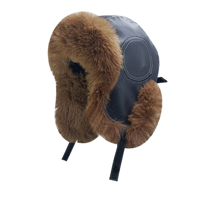 PANDAIZE Faux Leather Winter Hat - Outdoor Windproof and Cold-Resistant, Ideal for Cycling, Ear Protection, Aviator Style
