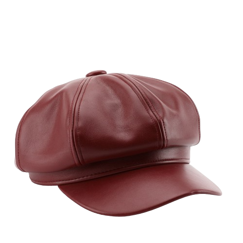 Pandaize Classic Beret: Octagonal Solid Color Leather Painter's Hat for Stylish Outdoor Warmth