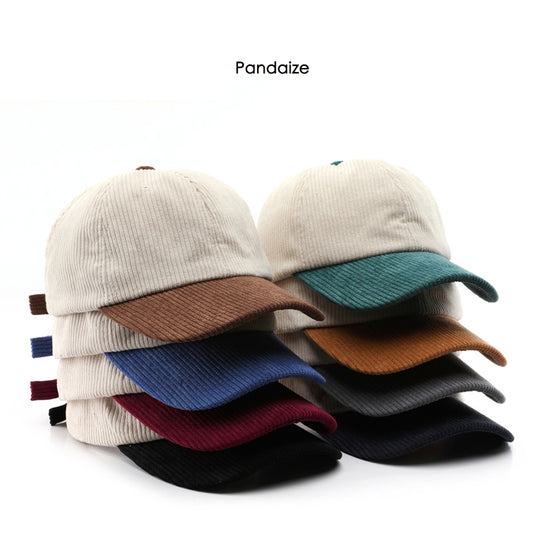 Sombrero de pana con bloques de color para otoño e invierno, gorra de béisbol con protección solar para viajes al aire libre