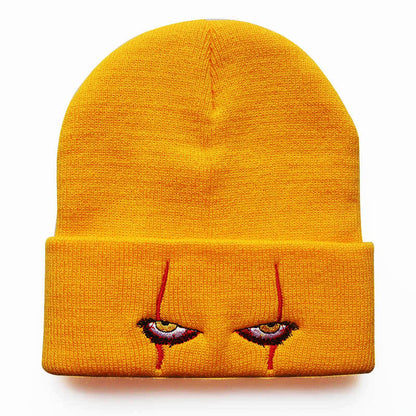 Pandaize Fashionable Ear Protection Windproof Knit Beanie Hat With Terrifying Clown Eyes for Men and Women Bucket Hat