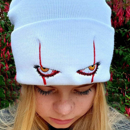 Pandaize Gorro de Punto a Prueba de Viento con protección para los oídos a la Moda con Aterradores Ojos de Payaso para Hombres y Mujeres Sombrero de Cubo