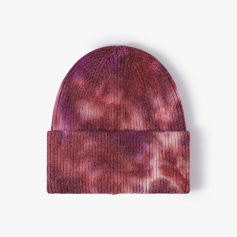 Pandaize Trendy Personalized Tie-Dye Beanie: Fashionable Outdoor Warmth Ear Protection Knitted Hat