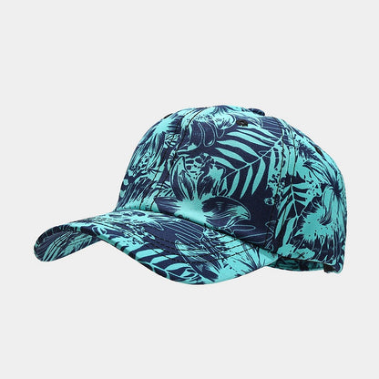 Pandaize Gorra de béisbol con ala de hoja con estampado de brisa tropical, transpirable, protección solar al aire libre 