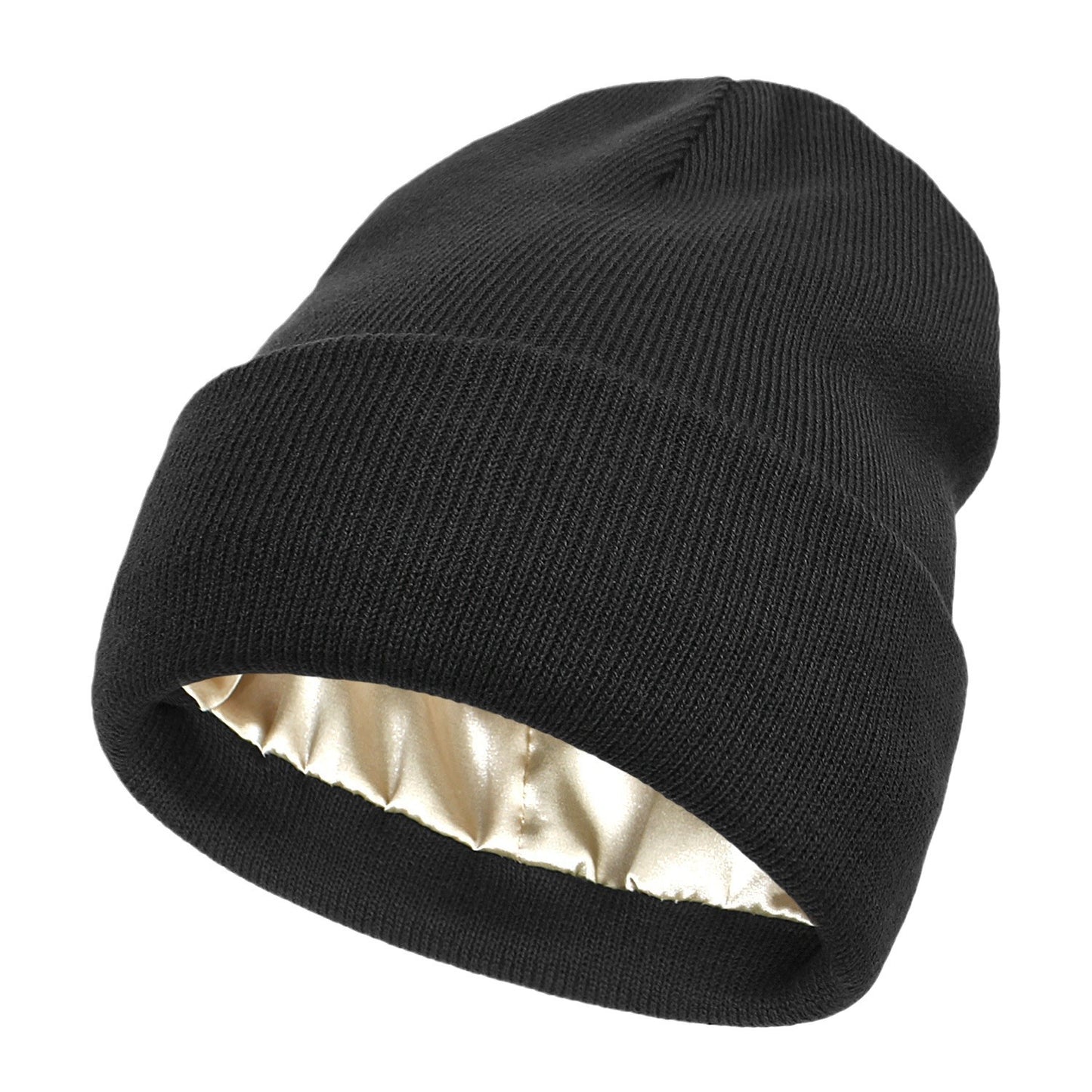 Gorro de punto Pandaize Premium de doble capa con forro de satén para mayor calidez