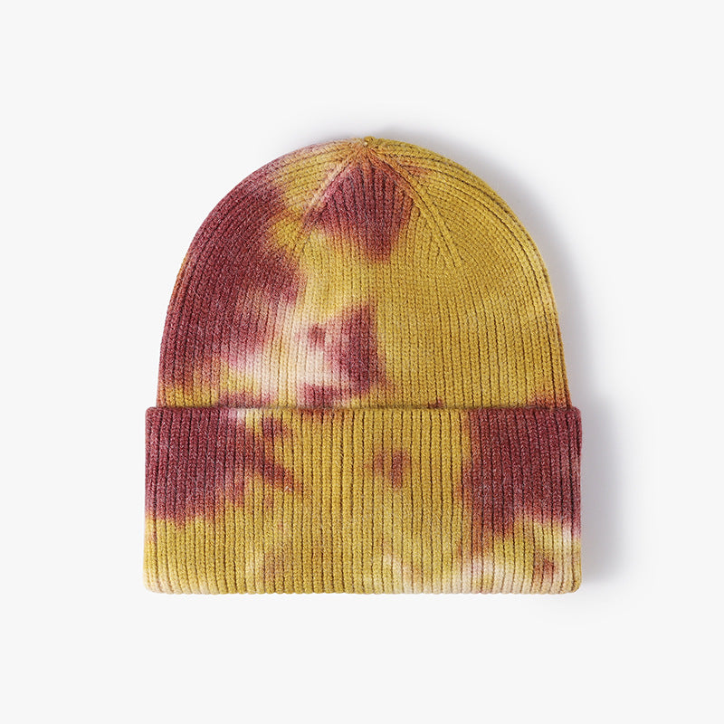 Pandaize Trendy Personalized Tie-Dye Beanie: Fashionable Outdoor Warmth Ear Protection Knitted Hat