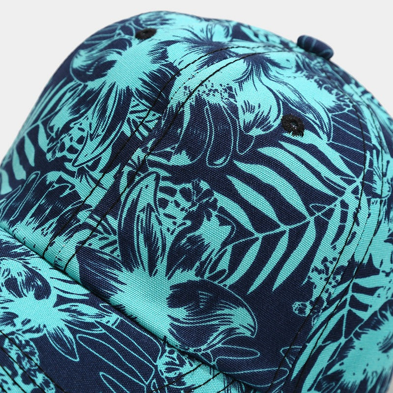 Pandaize Gorra de béisbol con ala de hoja con estampado de brisa tropical, transpirable, protección solar al aire libre 