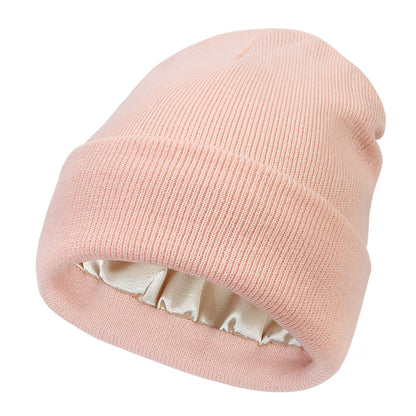 Gorro de punto Pandaize Premium de doble capa con forro de satén para mayor calidez