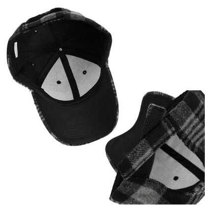 Pandaize Stylish Winter Baseball Cap with Checkered Wool, Featuring a New Trendy Design and Velcro Closure