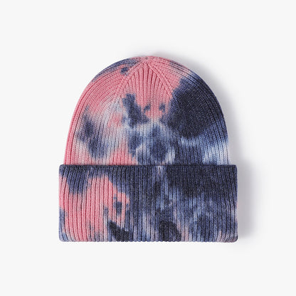 Pandaize Trendy Personalized Tie-Dye Beanie: Fashionable Outdoor Warmth Ear Protection Knitted Hat